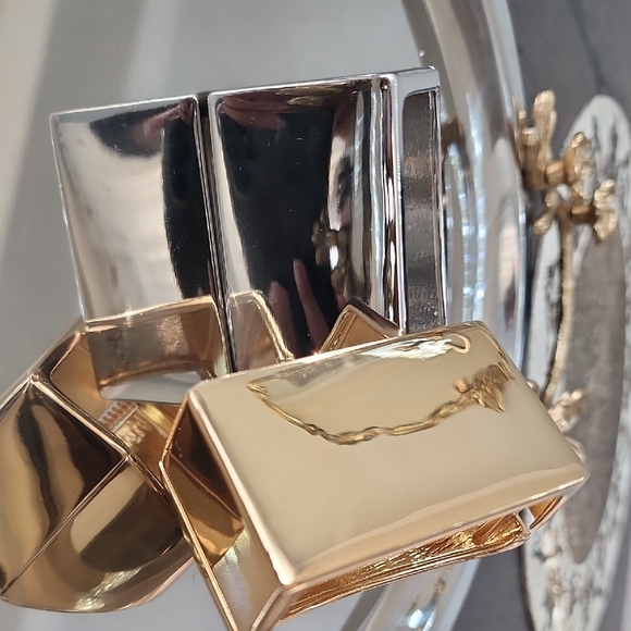 Gold Geometric Cuff Bangle - Picture 3 of 10